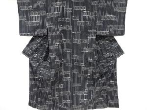 リサイクル　抽象模様織り出し手織紬着物